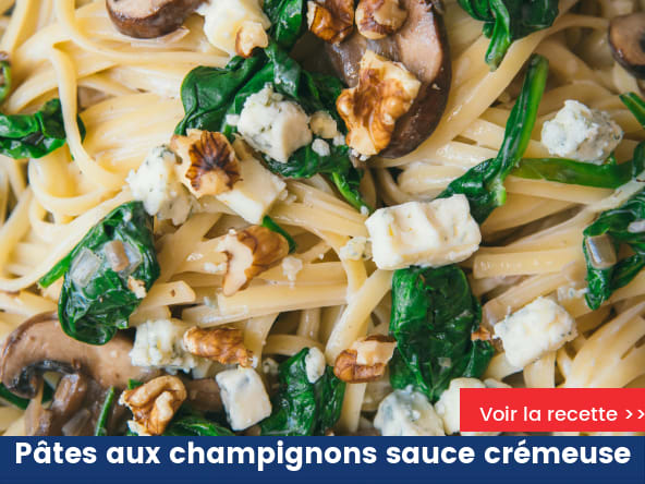 Pâtes aux champignons sauce crémeuse